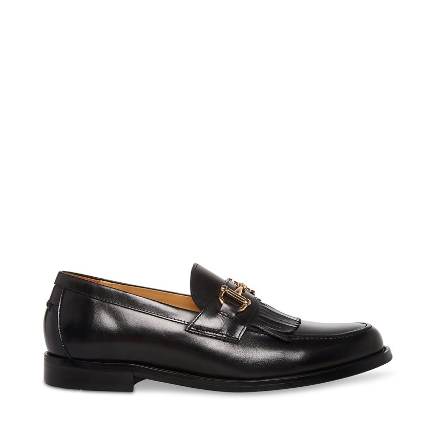 Black Steve Madden Bronson Leather Men\'s Loafers | PH 4781CVS